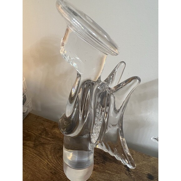 2 Vtg Clear 24% Lead Crystal Glass Angel Figurines  11”  & 9” Japan Christmas - Picture 2 of 16